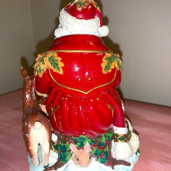 Fitz & Floyd Holiday Solstice Santa Votive Candle Holder Bunnies Christmas RARE - Picture 3 of 9
